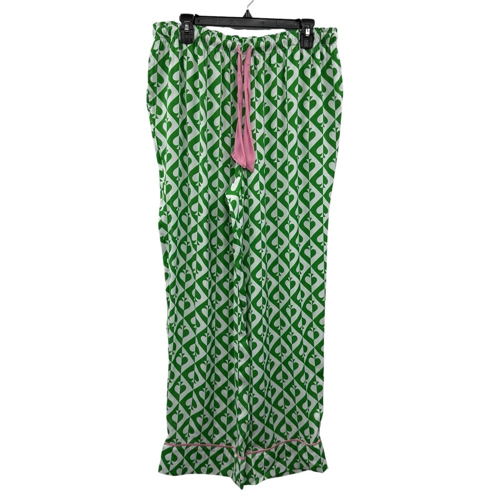 Women's Kate spade green spades pajama bottoms size xl silky resort beachy